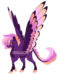 Size: 3400x4200 | Tagged: safe, artist:gigason, oc, oc only, oc:apace, pegasus, pony, colored wings, female, magical lesbian spawn, mare, multicolored wings, obtrusive watermark, offspring, parent:cheerilee, parent:spitfire, simple background, solo, transparent background, watermark, wings