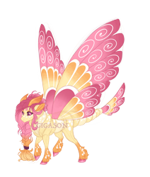 Size: 4400x5200 | Tagged: safe, artist:gigason, oc, oc only, oc:rosy maple, changepony, hybrid, absurd resolution, female, interspecies offspring, obtrusive watermark, offspring, parent:fluttershy, parent:thorax, parents:thoraxshy, simple background, solo, transparent background, watermark