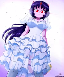 Size: 2220x2660 | Tagged: safe, artist:the-butch-x, oc, oc only, oc:cassey, equestria girls, angry, catgirl, clothes, dress, female, marriage, socks, solo, stockings, thigh highs, wedding, wedding dress