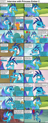 Size: 1282x3304 | Tagged: safe, edit, edited screencap, screencap, princess ember, smolder, dragon, comic:celestia's servant interview, g4, school daze, sweet and smoky, triple threat, caption, comic, cs captions, ember is not amused, female, flying, frown, interview, ponyville, scepter, school of friendship, screencap comic, smiling, smolder is not amused, sweat, text, unamused