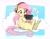 Size: 2821x2214 | Tagged: safe, artist:fuyugi, fluttershy, pegasus, pony, g4, abstract background, blushing, bracelet, cloud, cute, female, folded wings, gamershy, hair accessory, headphones, high res, holding, hoof hold, jewelry, lying down, mare, music notes, nintendo, nintendo switch, on a cloud, on back, shyabetes, signature, smiling, solo, sweet dreams fuel, wings