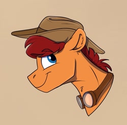 Size: 1283x1261 | Tagged: safe, artist:rutkotka, oc, oc only, pony, commission, cowboy hat, hat, simple background, solo, tan background, ych result