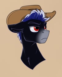 Size: 1021x1265 | Tagged: safe, artist:rutkotka, oc, oc only, pony, commission, cowboy hat, hat, simple background, solo, tan background, ych result