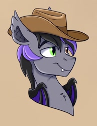 Size: 1069x1385 | Tagged: safe, artist:rutkotka, oc, oc only, pony, commission, cowboy hat, hat, simple background, solo, tan background, ych result