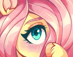 Size: 2048x1596 | Tagged: safe, artist:skysorbett_art, fluttershy, pegasus, pony, looking at you, shy, solo