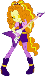 Size: 1122x1899 | Tagged: safe, artist:robocheatsy, adagio dazzle, human, equestria girls, g4, belt, clothes, decoration, electric guitar, eyes closed, eyeshadow, female, gem, gloves, guitar, jewelry, long hair, long socks, makeup, musical instrument, necklace, ponied up, pony ears, simple background, solo, transparent background, vector, yellow eyeshadow