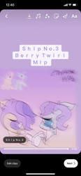 Size: 828x1792 | Tagged: safe, artist:enperry88, berry sweet, violet twirl, earth pony, pegasus, pony, g4, berrytwirl, coat markings, crying, duo, duo female, female, friendship student, gradient background, happy, holding, holding hooves, i ship it, lesbian, looking at each other, looking at someone, love, mare, pinto, raised hoof, shipping, simple background, smiling, smiling at each other, socks (coat markings), tears of joy, violet background, yellow background