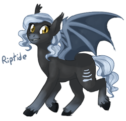 Size: 376x363 | Tagged: safe, artist:mewponies, oc, oc:riptide, bat pony, pony, dragon wings, female, looking at you, mare, simple background, solo, white background, wings