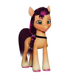 Size: 1440x1440 | Tagged: safe, artist:littleiceage, sunny starscout, earth pony, pony, g5, 3d, blushing, female, mare, simple background, solo, transparent background