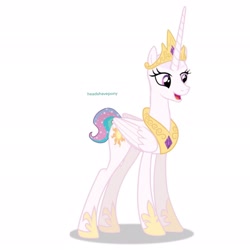 Size: 2048x2048 | Tagged: safe, artist:headshavepony, princess celestia, alicorn, pony, g4, bald, hairless, headshave, high res, shaved head, shaved mane, simple background, solo, white background