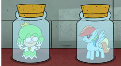 Size: 576x319 | Tagged: safe, artist:johnmamer, rainbow dash, fairy, pegasus, pony, g4, fairy princess, green sprixie princess, lewd container meme, pony in a bottle, sprixie princess, super mario, super mario 3d world