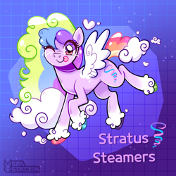 Size: 2000x2000 | Tagged: safe, artist:seasemissary, oc, oc:stratus streamers, pegasus, pony, female, high res, magical lesbian spawn, mare, offspring, parent:pinkie pie, parent:rainbow dash, parents:pinkiedash, solo