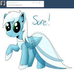 Size: 1280x1242 | Tagged: safe, artist:ask-fleetfoot, fleetfoot, pony, g4, alternate hairstyle, ask-fleetfoot, clothes, dress, solo, wedding dress