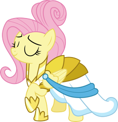 Size: 2905x3000 | Tagged: safe, artist:cloudy glow, fluttershy, pegasus, pony, fake it 'til you make it, g4, .ai available, clothes, dress, female, high res, mare, simple background, solo, transparent background, vector, warrior of inner strength, warriorshy