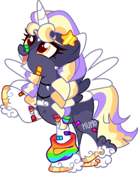 Size: 2009x2507 | Tagged: safe, artist:kurosawakuro, oc, alicorn, pony, alicorn oc, base used, clothes, female, high res, horn, leg warmers, magical lesbian spawn, mare, offspring, parent:derpy hooves, parent:twilight sparkle, parents:twerpy, simple background, solo, transparent background, wings