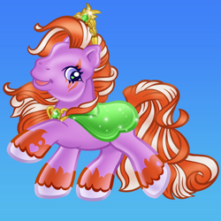 Size: 2048x2048 | Tagged: safe, artist:meowfactor, filly (filly funtasia), witchy filly (filly funtasia), g3, cape, clothes, commission, crossover, female, ff to g3, filly (dracco), filly funtasia, gradient background, high res, jewelry, lynn (filly funtasia), solo, tiara, ych result