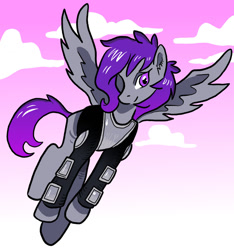 Size: 1280x1365 | Tagged: safe, artist:bagetnik, oc, oc only, oc:morning glory (project horizons), pegasus, pony, fallout equestria, female, flying, mare, solo