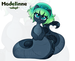 Size: 4258x3438 | Tagged: safe, artist:madelinne, oc, oc only, lamia, original species, pony, adoptable, adoptable open, female, mare, simple background, solo, white background, zoom layer