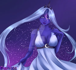 Size: 1024x953 | Tagged: safe, artist:bunnynha, princess luna, human, g4, humanized, obtrusive watermark, pony coloring, solo, watermark