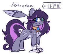 Size: 2000x1515 | Tagged: safe, artist:rivibaes, oc, oc only, oc:astranea, griffling, original species, female, heterochromia, jewelry, mare, necklace, simple background, solo, talons, white background