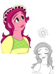 Size: 768x1024 | Tagged: safe, artist:yaboygene, gloriosa daisy, human, equestria girls, g4, my little pony equestria girls: legend of everfree, bust, portrait, simple background, sketch, sketch dump, smiling, solo, white background