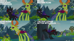 Size: 4400x2475 | Tagged: safe, edit, edited screencap, editor:quoterific, screencap, pharynx, starlight glimmer, thorax, trixie, changedling, changeling, g4, to change a changeling, king thorax