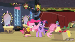 Size: 640x360 | Tagged: safe, screencap, fluttershy, pinkie pie, spike, twilight sparkle, g4, hearth's warming eve (episode), animated