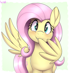 Size: 3319x3500 | Tagged: safe, artist:an-tonio, fluttershy, pegasus, pony, blushing, cute, daaaaaaaaaaaw, female, looking at you, mare, shyabetes, smiling, solo, wings