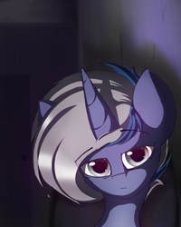 Size: 1678x2093 | Tagged: safe, artist:rainydark, oc, pony, unicorn, digital art, grey hair, horn, looking at you, male, simple background, solo, unicorn oc