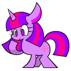 Size: 400x400 | Tagged: safe, artist:okojogairu, twilight sparkle, pony, unicorn, g4, female, horn, mare, raised hoof, simple background, solo, unicorn twilight, white background