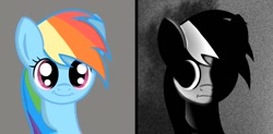 Size: 1467x720 | Tagged: safe, artist:banquo0, rainbow dash, pegasus, pony, g4, female, meme, meme template, mr. incredible becoming uncanny, ponified meme, those who don't know