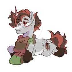 Size: 1024x1024 | Tagged: safe, artist:lynesssan, oc, oc only, oc:dragon trail, pony, unicorn, clothes, deviantart watermark, male, obtrusive watermark, scarf, simple background, solo, stallion, striped scarf, transparent background, watermark