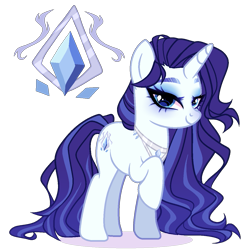 Size: 1201x1209 | Tagged: safe, artist:gihhbloonde, oc, oc only, pony, unicorn, blue eyes, eyeshadow, female, horn, jewelry, looking at you, makeup, mare, necklace, offspring, parent:fancypants, parent:rarity, parents:raripants, raised hoof, simple background, smiling, solo, standing, transparent background, unicorn oc