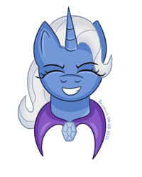 Size: 720x900 | Tagged: safe, artist:friedrich911, trixie, pony, unicorn, g4, bust, eyes closed, female, grin, mare, simple background, smiling, solo, white background