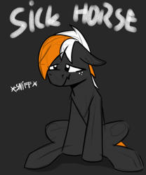 Size: 676x812 | Tagged: safe, artist:sefastpone, oc, oc only, oc:se, earth pony, pony, colored sketch, digital art, doodle, freckles, male, sick, simple background, stallion