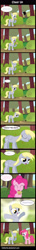 Size: 900x6261 | Tagged: safe, artist:cipherpie, derpy hooves, pinkie pie, earth pony, pegasus, pony, g4, 2012, comic, crying, female, food, mare, muffin, old art