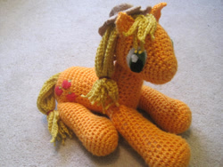 Size: 900x675 | Tagged: safe, artist:dragonknighttara, applejack, earth pony, pony, g4, amigurumi, crochet, irl, photo, plushie
