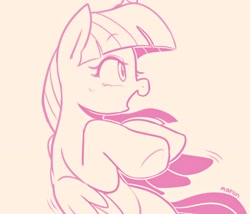 Size: 2800x2400 | Tagged: safe, artist:maren, twilight sparkle, alicorn, pony, g4, 2019, doodle, female, high res, hooves to the chest, mare, monochrome, old art, open mouth, profile, simple background, solo, twilight sparkle (alicorn)