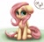 Size: 1000x952 | Tagged: safe, artist:inkypuso, fluttershy, pegasus, pony, g4, aside glance, cute, female, floppy ears, folded wings, freckles, freckleshy, looking at you, mare, oh you, paper, pure unfiltered evil, shyabetes, sitting, smiling, smiling at you, solo, three quarter view, wings, world domination