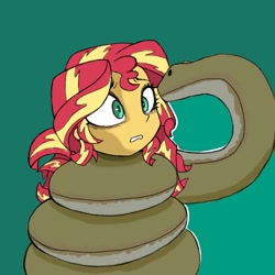 Size: 2048x2048 | Tagged: safe, artist:stammis, sunset shimmer, human, snake, equestria girls, g4, coils, high res, looking into each others eyes, solo