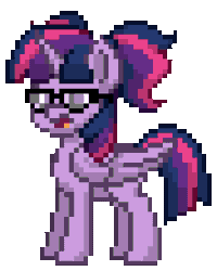 Size: 704x880 | Tagged: safe, artist:twilyisbestpone, derpibooru exclusive, twilight sparkle, alicorn, pony, pony town, g4, adorkable, alternate hairstyle, animated, cute, dork, female, gif, glasses, i can't believe it's not sci-twi, mare, meganekko, pixel art, simple background, smiling, solo, tired, transparent background, twiabetes, twilight sparkle (alicorn), yawn