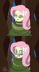 Size: 5820x10800 | Tagged: safe, artist:lunahazacookie, fluttershy, human, snake, equestria girls, g4, asphyxiation, coils, constriction, female, flutterprey, forest, hypno eyes, hypnoshy, hypnosis, hypnotized, kaa eyes, outdoors, wide eyes