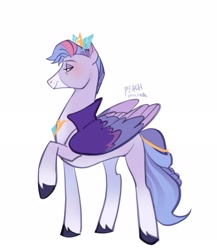 Size: 1987x2292 | Tagged: safe, artist:peachmichea, queen haven, pegasus, pony, g5, lidded eyes, simple background, smiling, solo, white background