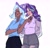 Size: 3183x3029 | Tagged: safe, artist:peachmichea, starlight glimmer, trixie, human, g4, dark skin, duo, female, high res, horn, horned humanization, humanized, lesbian, open mouth, open smile, ship:startrix, shipping, simple background, smiling, white background