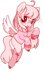 Size: 1133x1820 | Tagged: safe, artist:fuckomcfuck, edit, oc, oc only, oc:darling, pegasus, pony, ahoge, bandaid, base used, blood, clothes, demi-girl, jumper, pink, simple background, solo, sweater, transparent background, turtleneck