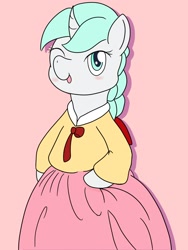 Size: 1200x1600 | Tagged: safe, artist:nine the divine, oc, oc:nine the divine, unicorn, semi-anthro, arm hooves, blushing, hanbok, solo