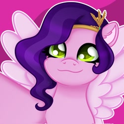 Size: 2048x2048 | Tagged: safe, artist:sweet cream, pipp petals, pegasus, pony, g5, adorapipp, cute, female, headband, heart, heart eyes, high res, jewelry, mare, regalia, smiling, solo, wingding eyes