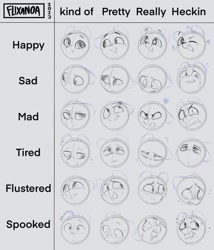 Size: 1468x1717 | Tagged: safe, artist:flixanoa, pony, chart, emotional spectrum, emotions, expressions, monochrome, sketch