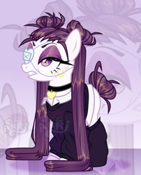 Size: 1280x1584 | Tagged: safe, artist:emperor-anri, oc, oc only, pony, choker, clothes, eyepatch, female, makeup, mare, zoom layer