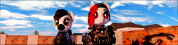 Size: 3920x1009 | Tagged: safe, artist:lenruvir, oc, oc only, oc:nightmare crystal, bat pony, pegasus, pony, open pony, 3d, armor, bat pony oc, building, male, pegasus oc, red eyes, second life, stallion